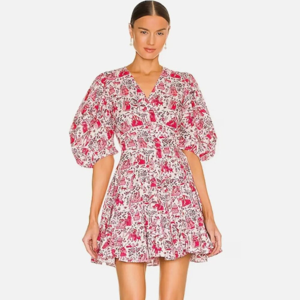 Rhode Claudine Pink Romance Wrap Dress sz Large